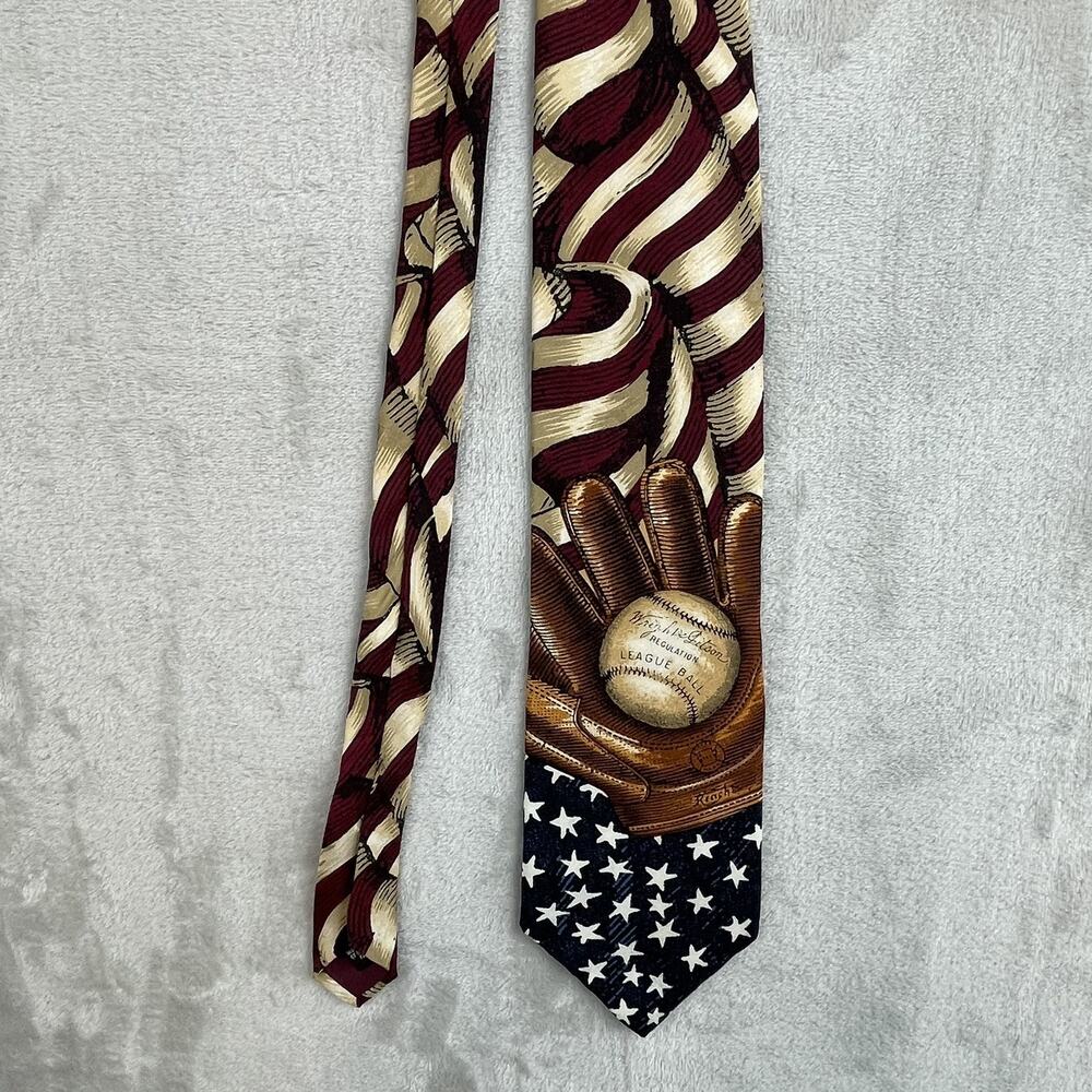 Tango by Max Raab Men's Tie Americana Series All American Baseball 100% Silk